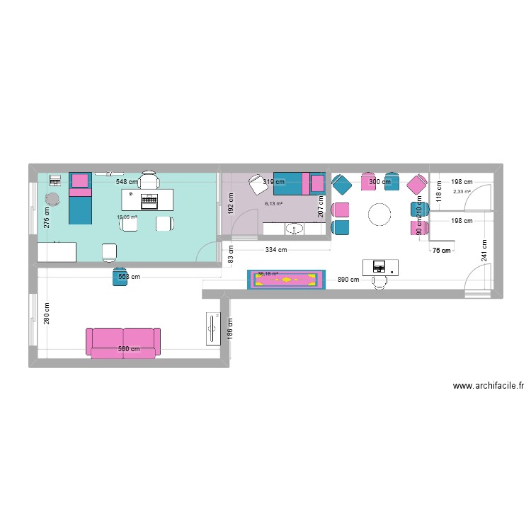 5eme etage. Plan de 4 pièces et 60 m2