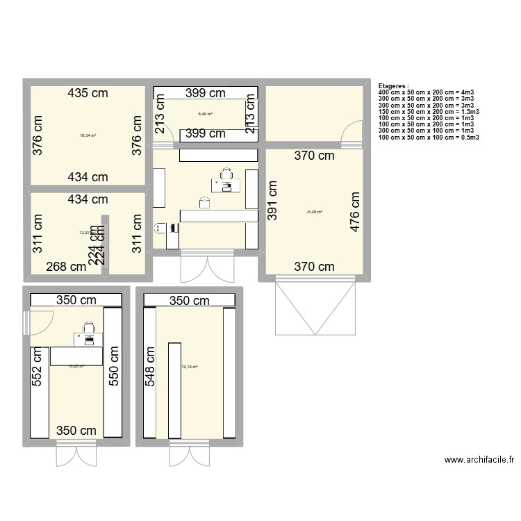 Plan maison Boutique. Plan de 6 pièces et 94 m2