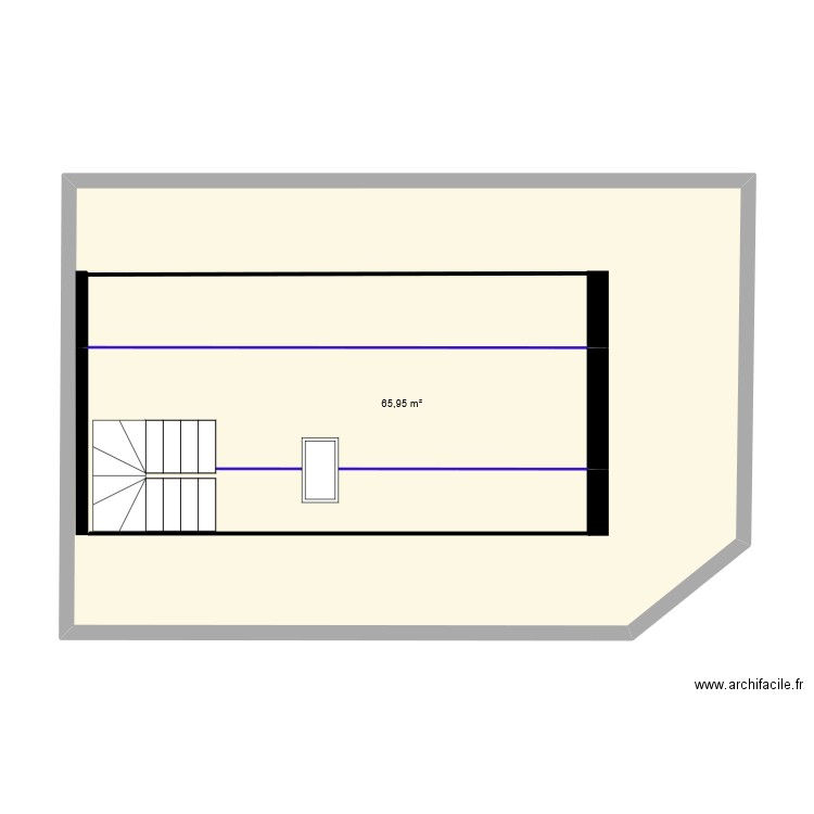 plan surface plancher. Plan de 1 pièce et 66 m2