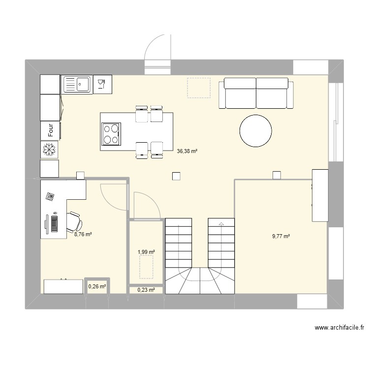 Chalet. Plan de 6 pièces et 57 m2