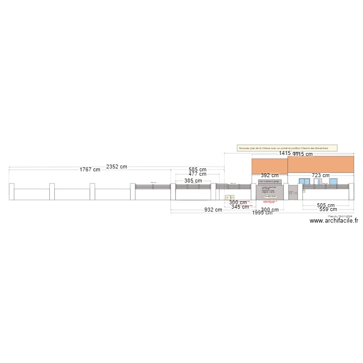 Plan clôture modifier du 17 Juin 2024 avec un portail . Plan de 0 pièce et 0 m2