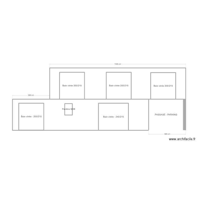 LA MOTTE - Facade arriere. Plan de 8 pièces et 52 m2