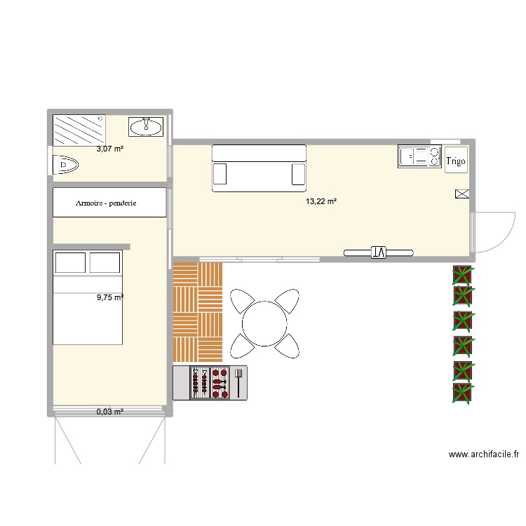 jean louis loft. Plan de 4 pièces et 26 m2