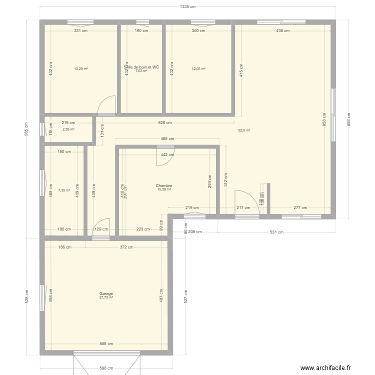 Hericourt. Plan de 8 pièces et 139 m2