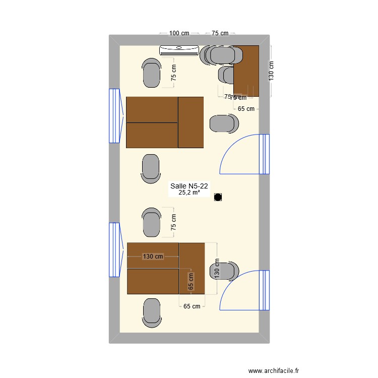 N5-22 V2 (travail). Plan de 1 pièce et 25 m2