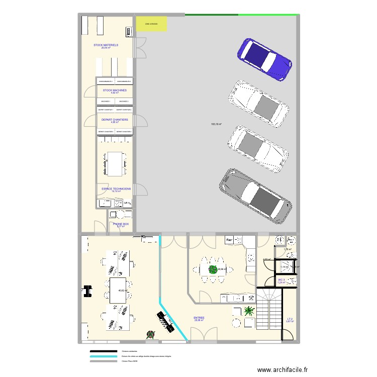 BUREAU 45 FC RDC V4. Plan de 15 pièces et 318 m2