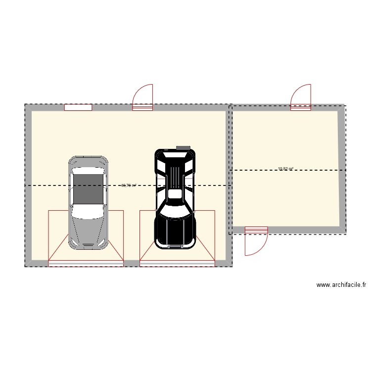 garage1. Plan de 2 pièces et 67 m2