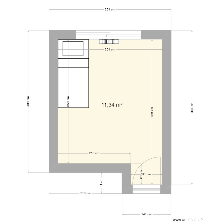 Chambre Calie. Plan de 1 pièce et 11 m2