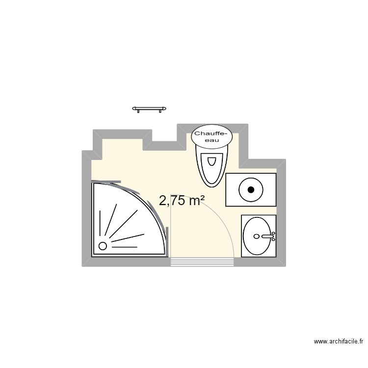 Pantin v2. Plan de 1 pièce et 3 m2