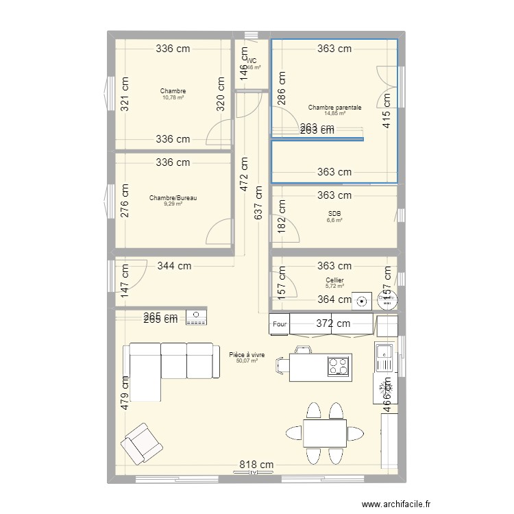 plan2. Plan de 7 pièces et 99 m2