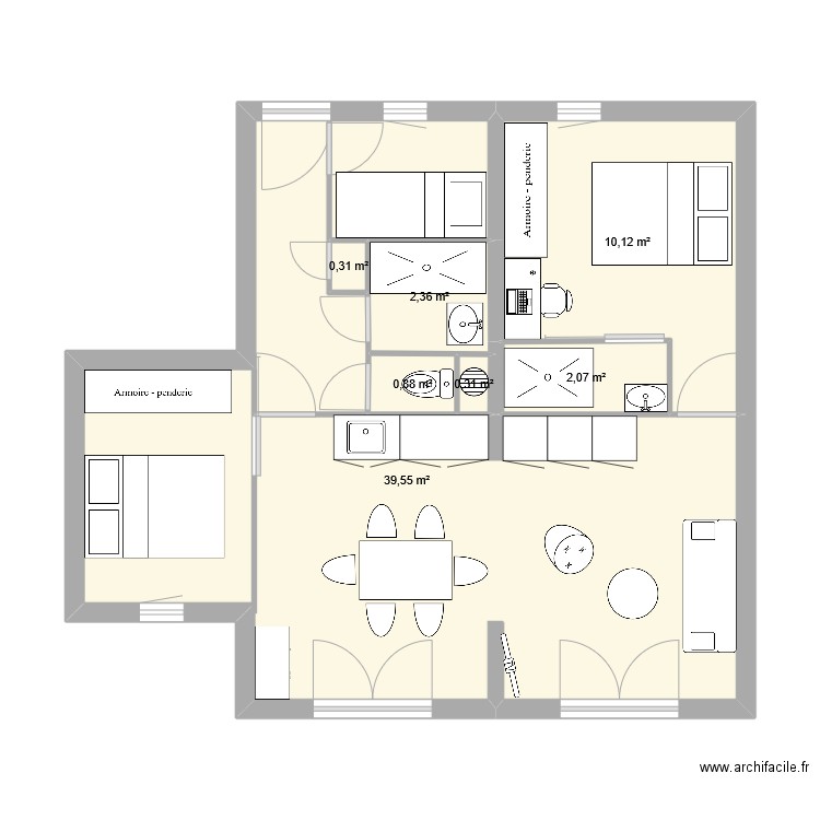 test SG2. Plan de 7 pièces et 56 m2