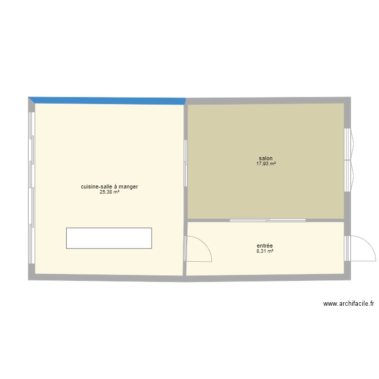 maison 1.1. Plan de 3 pièces et 52 m2