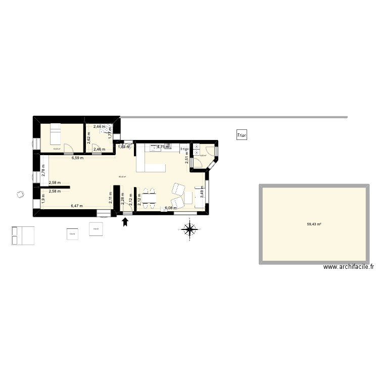 1 mars L v3. Plan de 4 pièces et 154 m2