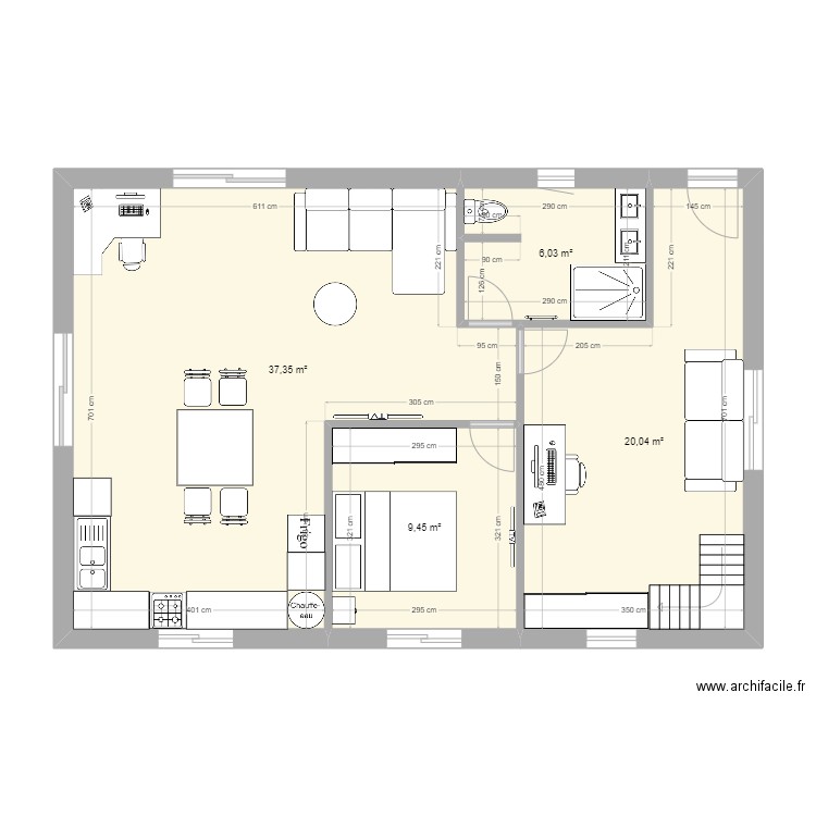 Plan 1. Plan de 4 pièces et 73 m2