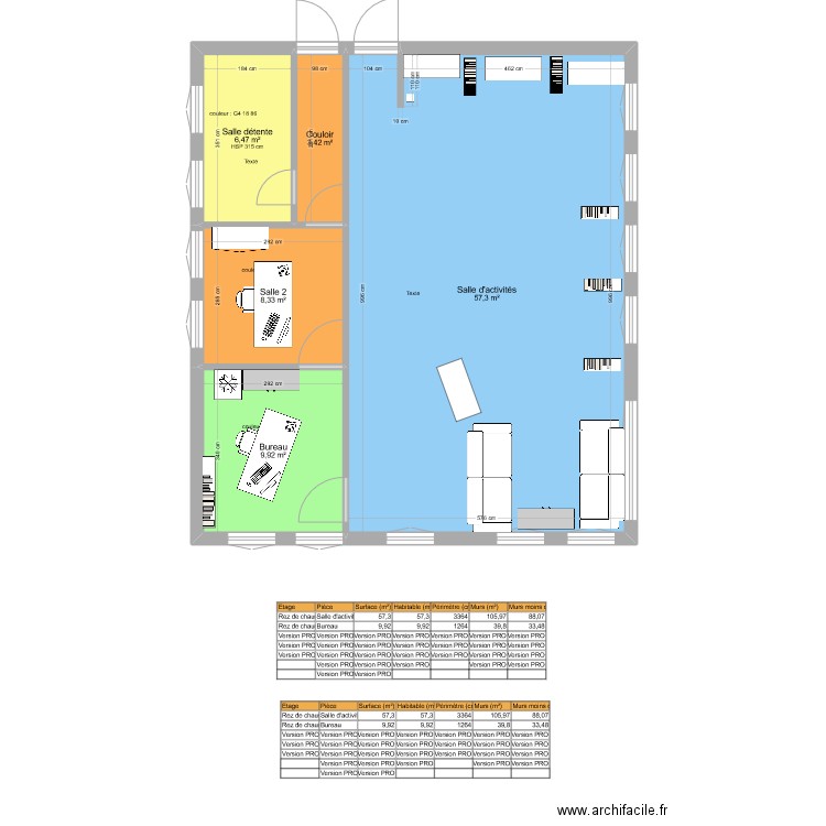 Salle TED et les Autres  aménagements 2. Plan de 5 pièces et 85 m2