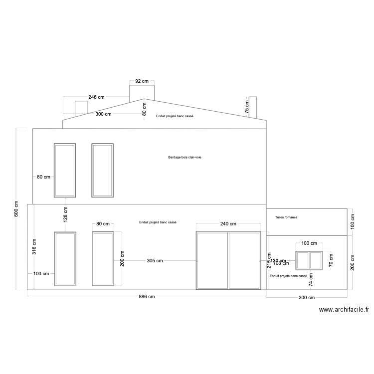 plan de facade EST. Plan de 0 pièce et 0 m2