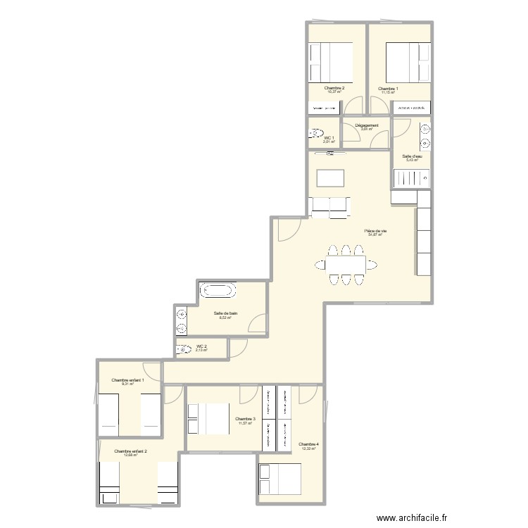 BLONVILLE 204-203 V2. Plan de 12 pièces et 143 m2