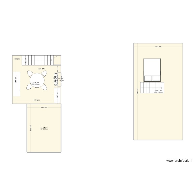 cuisine . Plan de 5 pièces et 59 m2