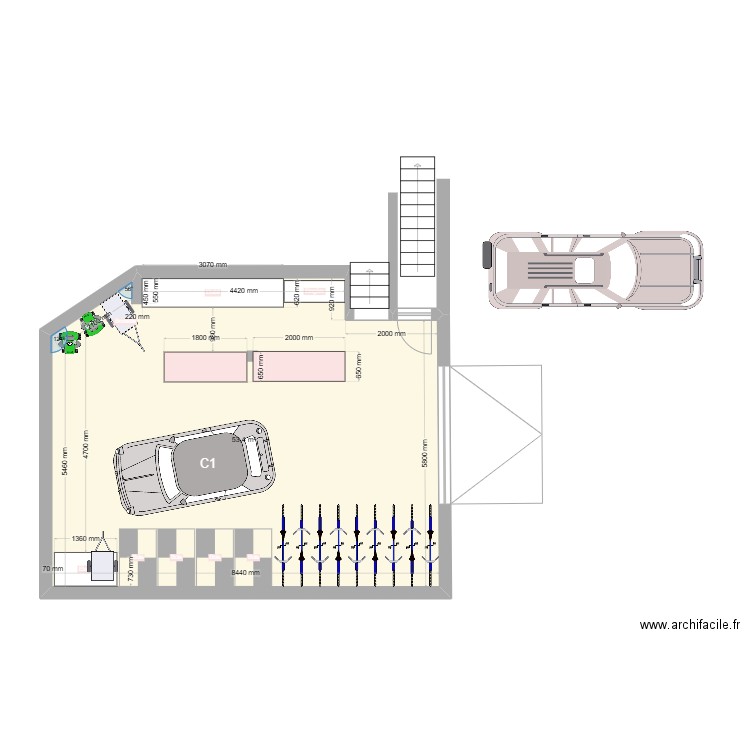 GarageStPair. Plan de 1 pièce et 53 m2