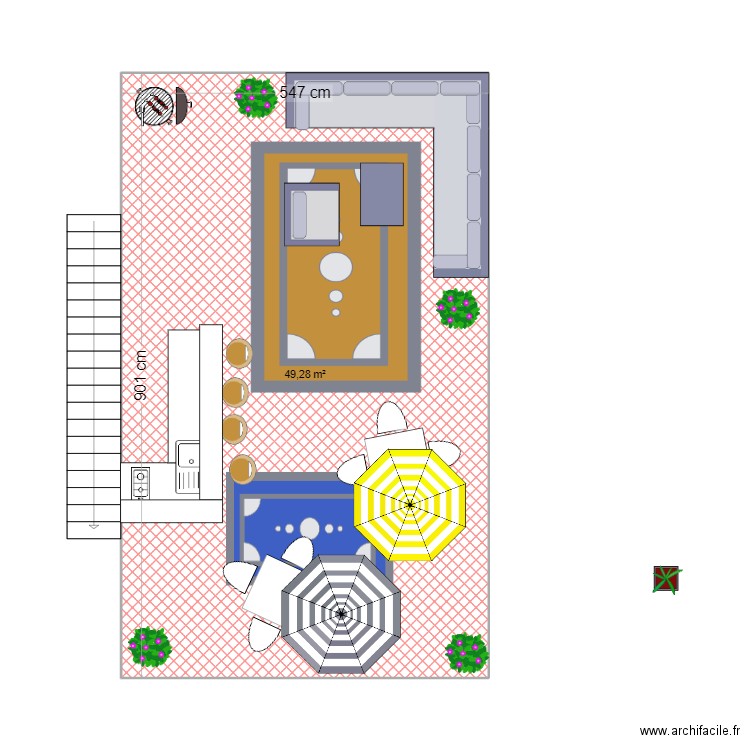 maison fifi terrasse. Plan de 1 pièce et 49 m2