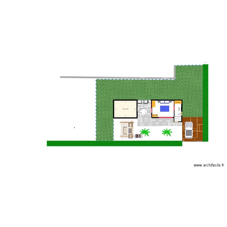 ST FRANCOIS T3 Bis. Plan de 1 pièce et 12 m2