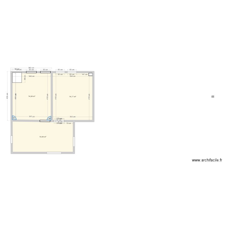 PLAN ATELIER FAB 21. Plan de 3 pièces et 43 m2