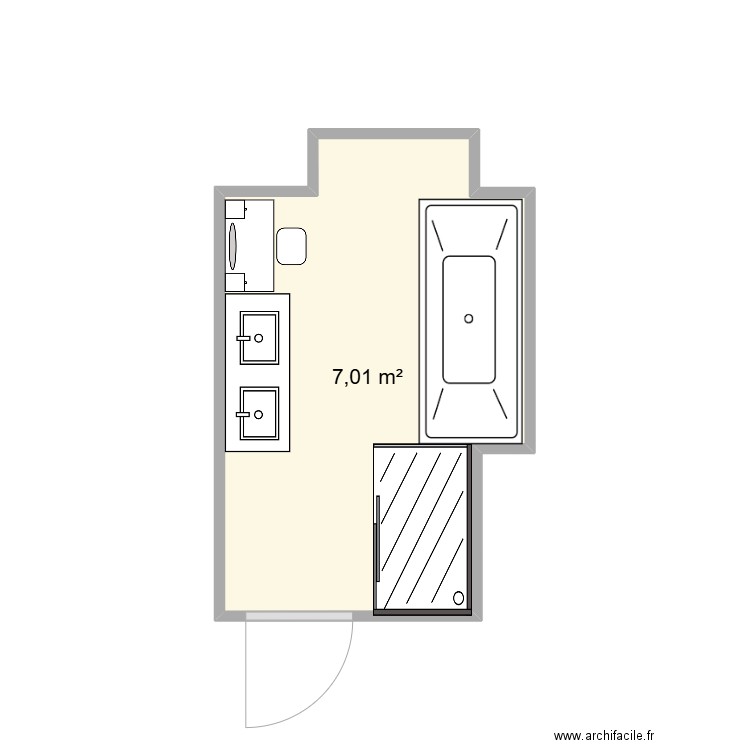 Salle de bain 3. Plan de 1 pièce et 7 m2