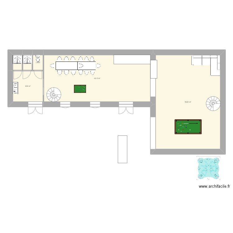 Plan voisin 2. Plan de 17 pièces et 238 m2