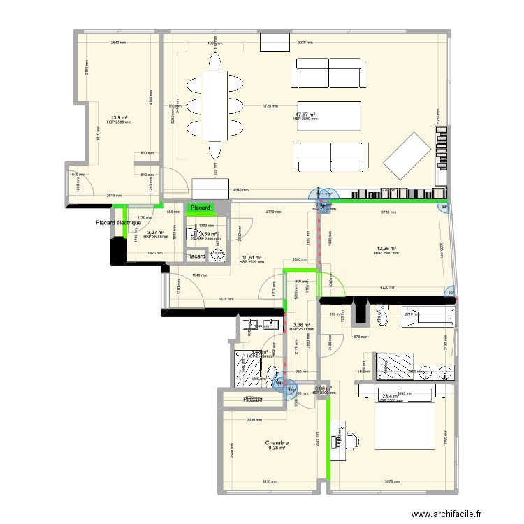 MAMOU. Plan de 19 pièces et 131 m2