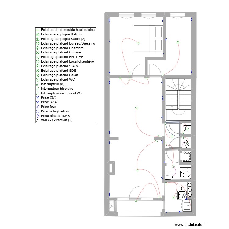 pal plan implantation. Plan de 11 pièces et 34 m2