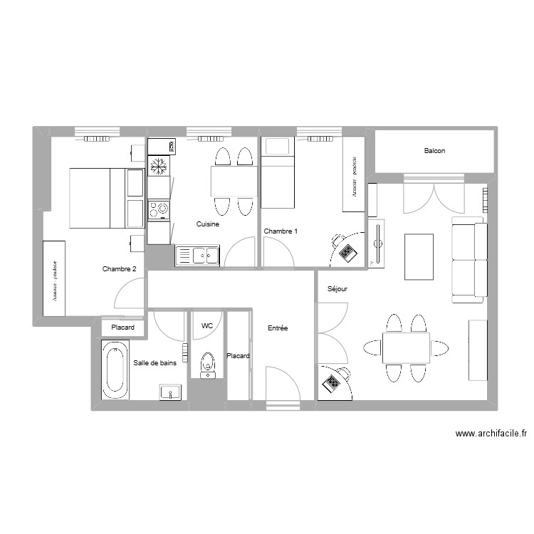 Quitio meublé. Plan de 13 pièces et 75 m2