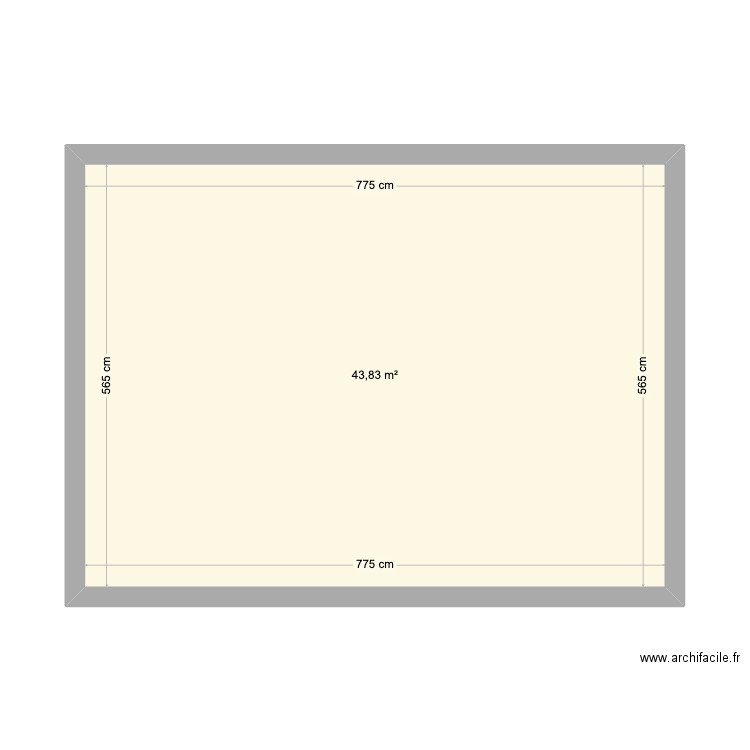 Salle fête. Plan de 1 pièce et 44 m2