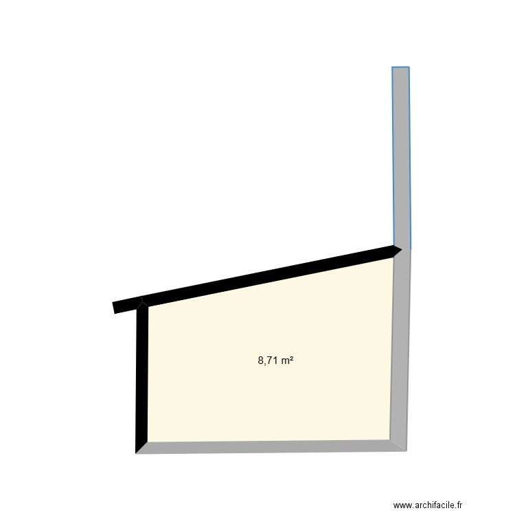 toit2. Plan de 1 pièce et 9 m2