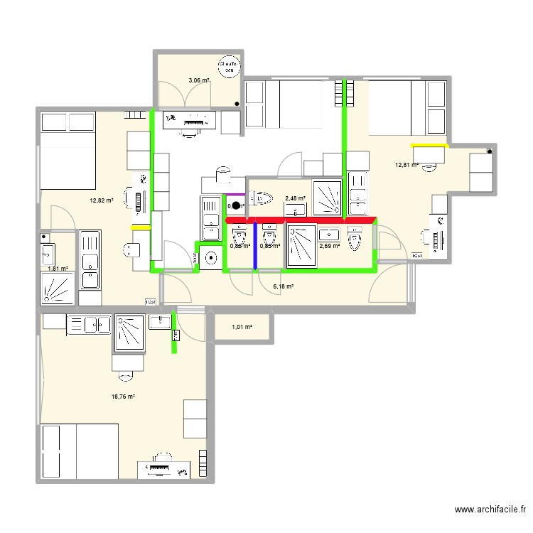 RICHELIEU2 VFF. Plan de 11 pièces et 64 m2