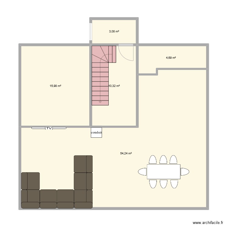 PROJET RDC. Plan de 5 pièces et 88 m2