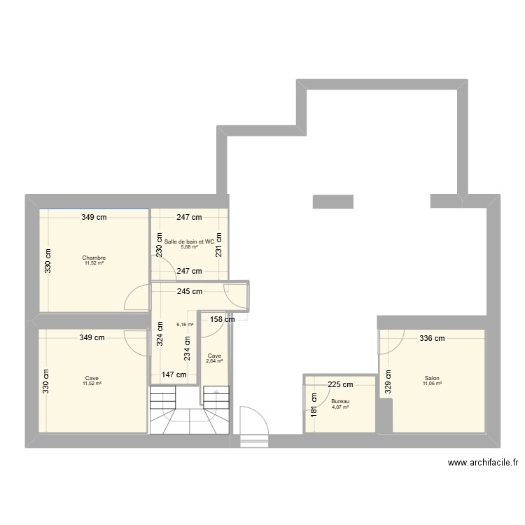 Maison2. Plan de 7 pièces et 53 m2