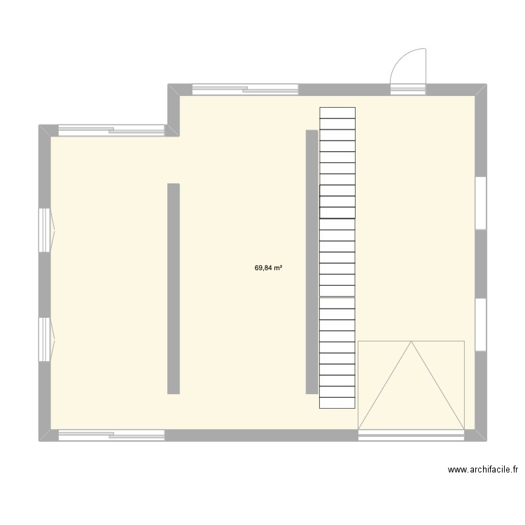 poupe. Plan de 1 pièce et 70 m2