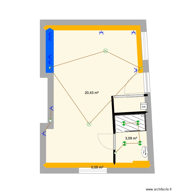 petites écuries. Plan de 3 pièces et 24 m2