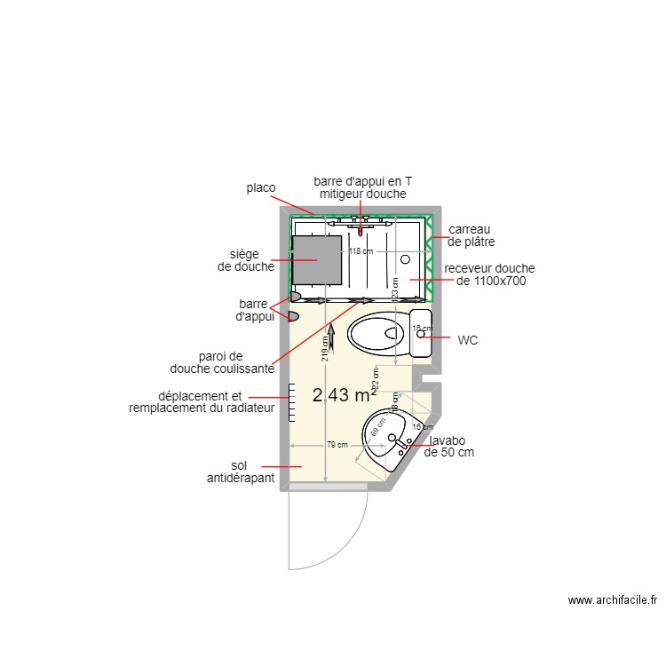 filipovic ljilijana. Plan de 1 pièce et 2 m2