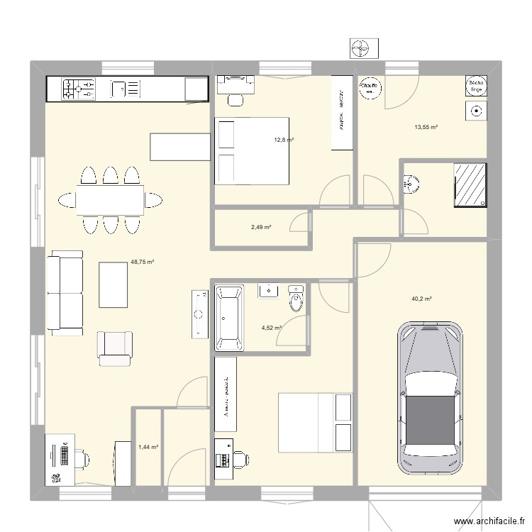 Maison1. Plan de 7 pièces et 124 m2