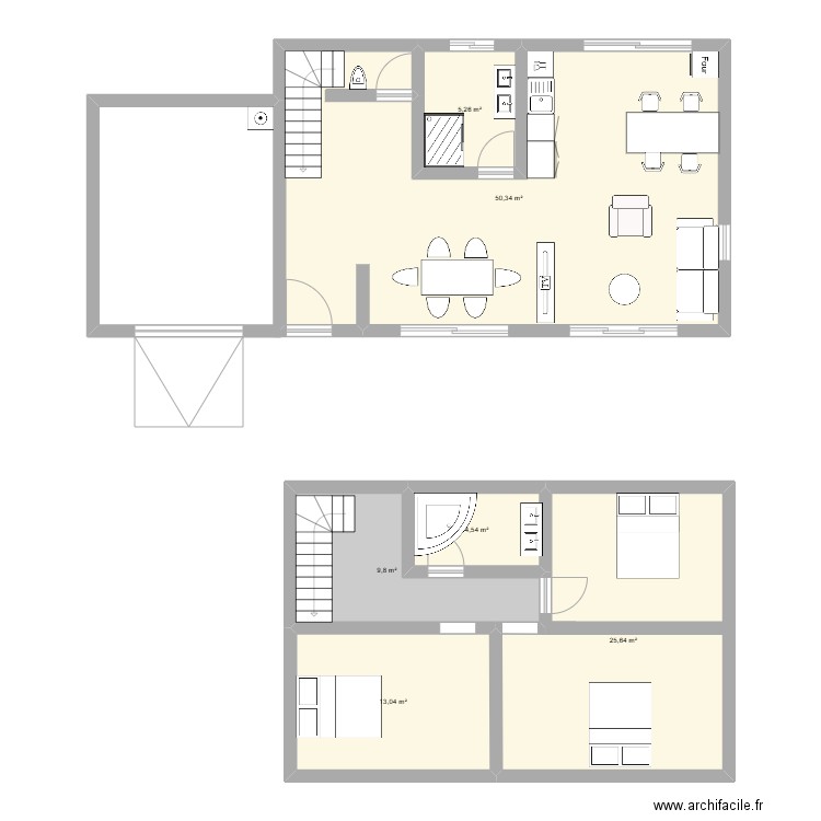 Nonowf . Plan de 6 pièces et 109 m2