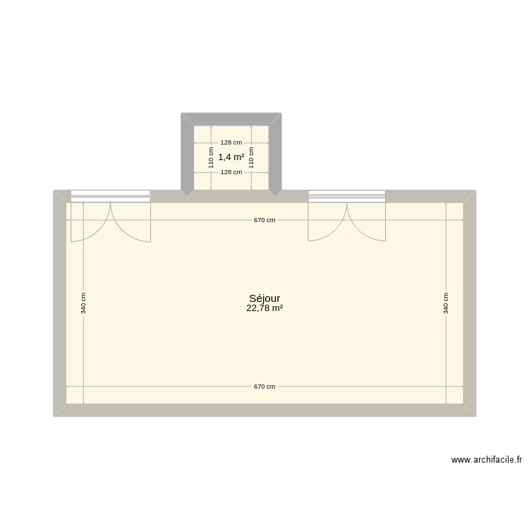 Terminaison_a_construire. Plan de 2 pièces et 24 m2