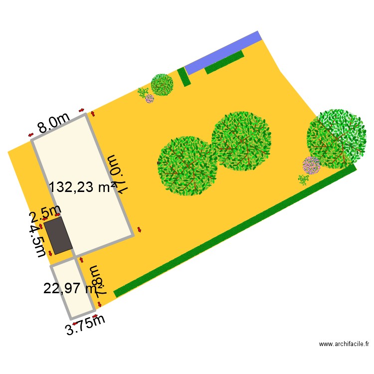 PLAN DE MASSE TERRAIN après travaux. Plan de 2 pièces et 155 m2