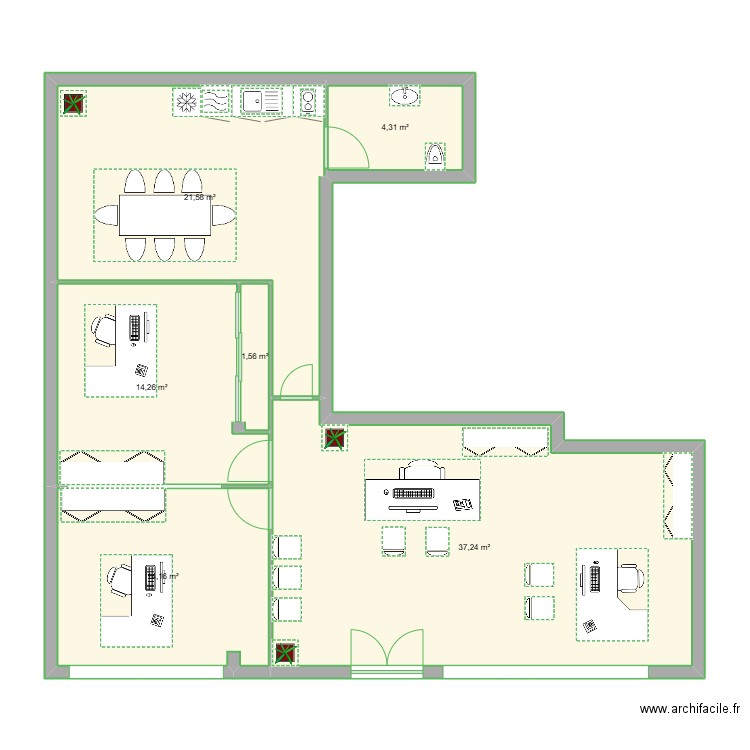 mma. Plan de 6 pièces et 93 m2