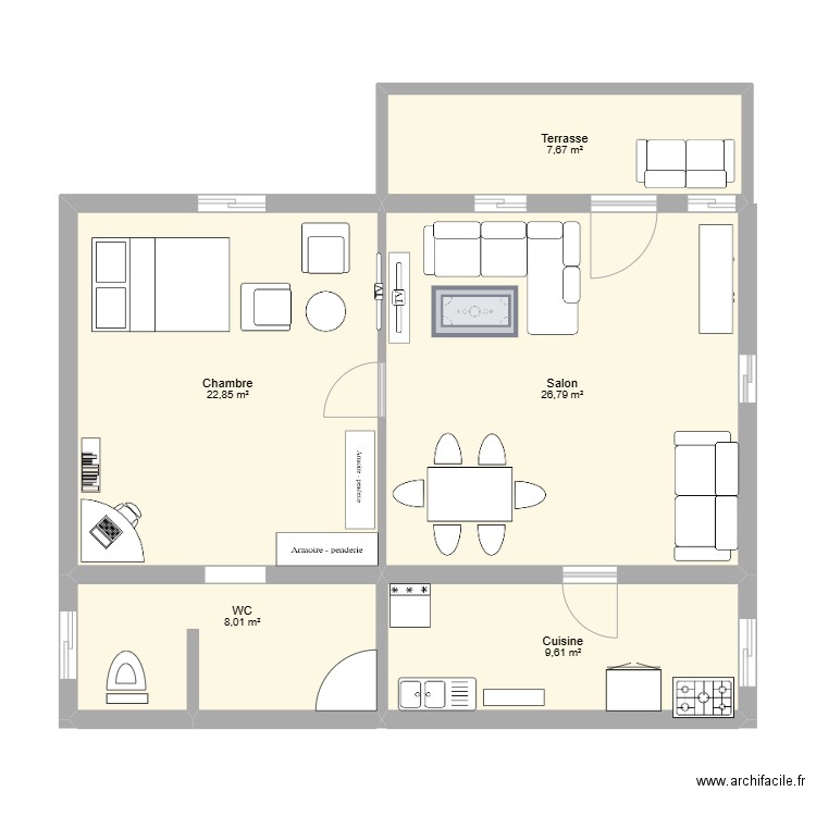 kevin meyang. Plan de 5 pièces et 75 m2