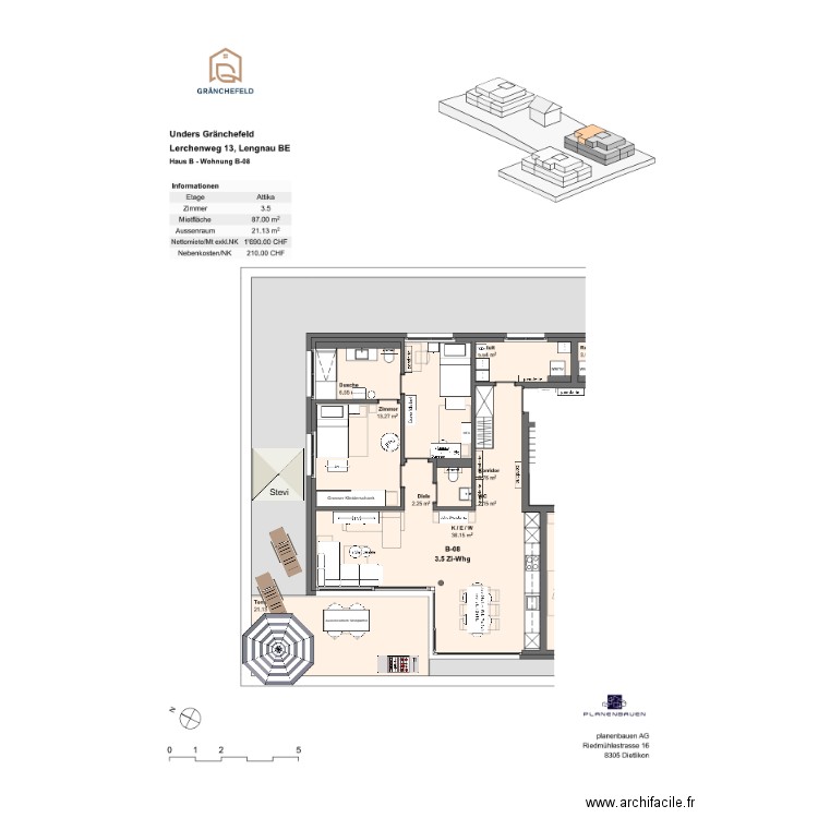 Lengnau plan de base avec nos meubles. Plan de 0 pièce et 0 m2