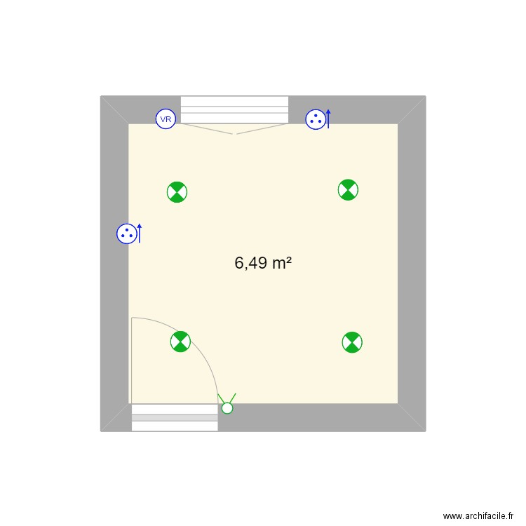 SdB. Plan de 1 pièce et 6 m2