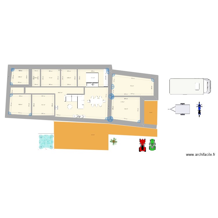 MAISON COTE. Plan de 11 pièces et 185 m2