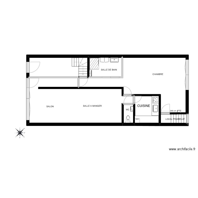 ext salon 3. Plan de 7 pièces et 83 m2