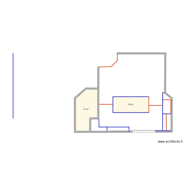 Cuisine. Plan de 2 pièces et 8 m2